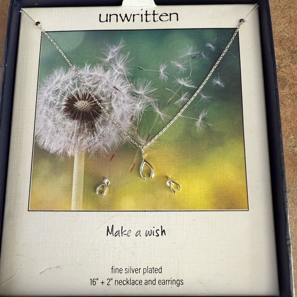 Unwritten Jewelry - Unwritten Silver Plated Wishbone Necklace Set